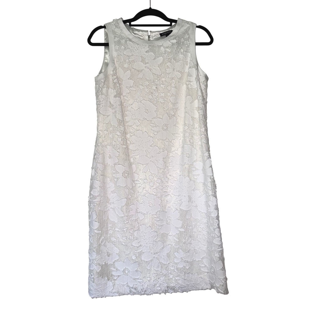 Etcetera White Floral Lace Sleeveless Shift Dress Size 6